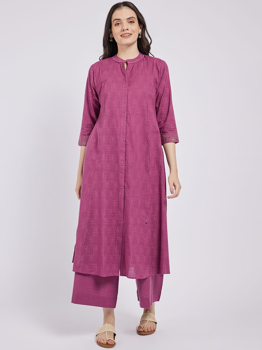 

Span A-line Printed Kurta, Purple