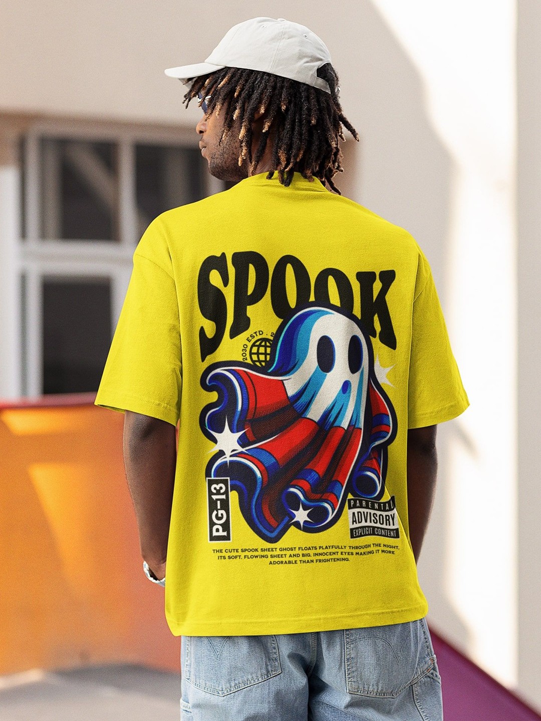 

Edyssa Men Graphic Printed Round Neck Cotton Oversized T-shirt, Yellow