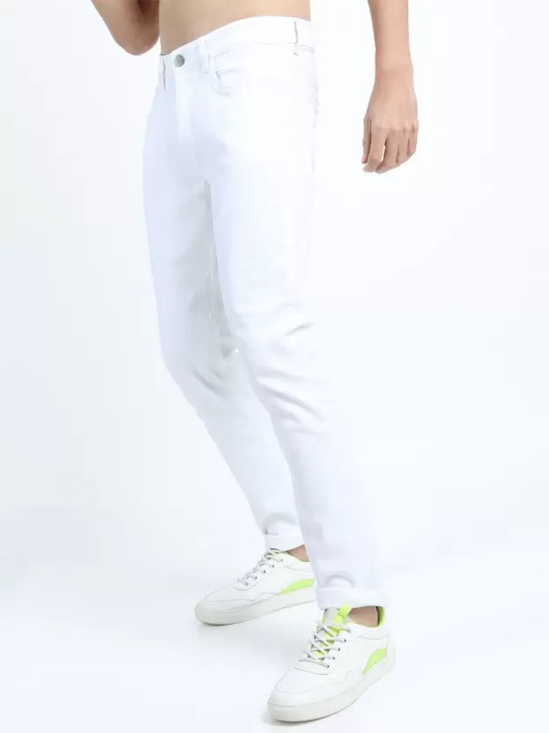 

COMFITS Men Classic Low Distress Stretchable Jeans, White