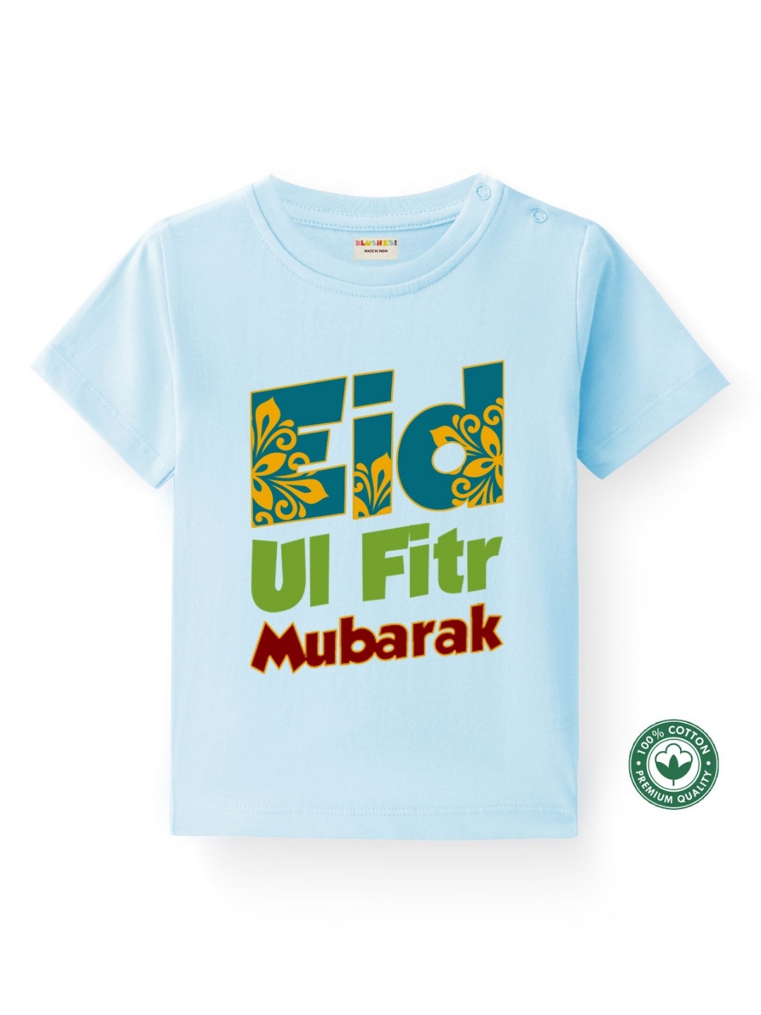

BLUSHES Kids Typography Printed Round Neck Cotton T-shirt, Blue