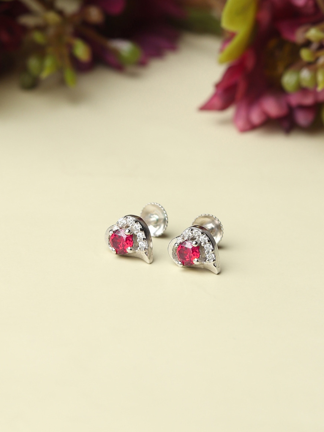 

AKSHAT SAPPHIRE 92.5 Sterling Silver Rhodium-Plated Cubic Zirconia Studded Studs