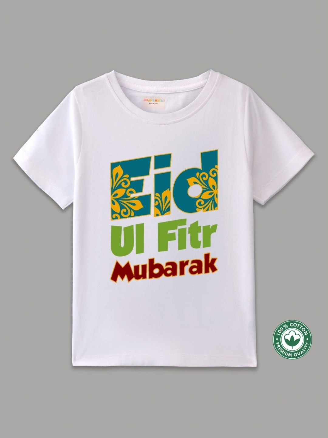 

BLUSHES Kids Typography Printed Pure Cotton Round Neck T-shirt, White