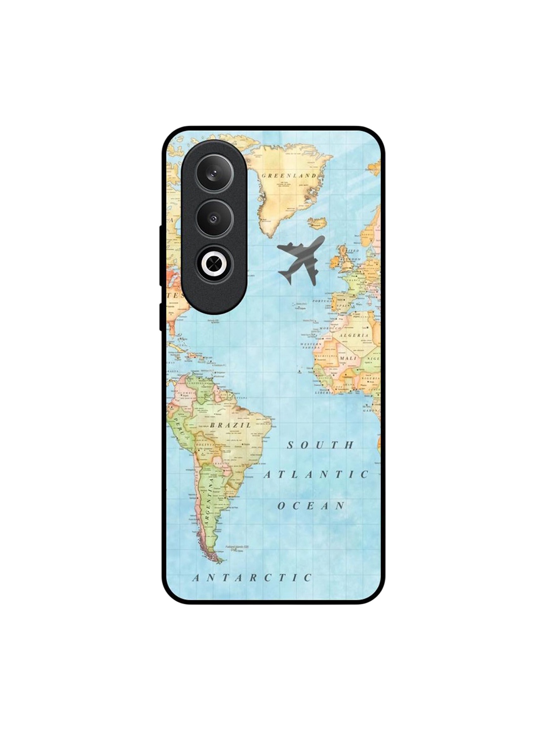 

QRIOH Travel Map OnePlus Nord CE4 5G Impact Resistant Back Case, Blue