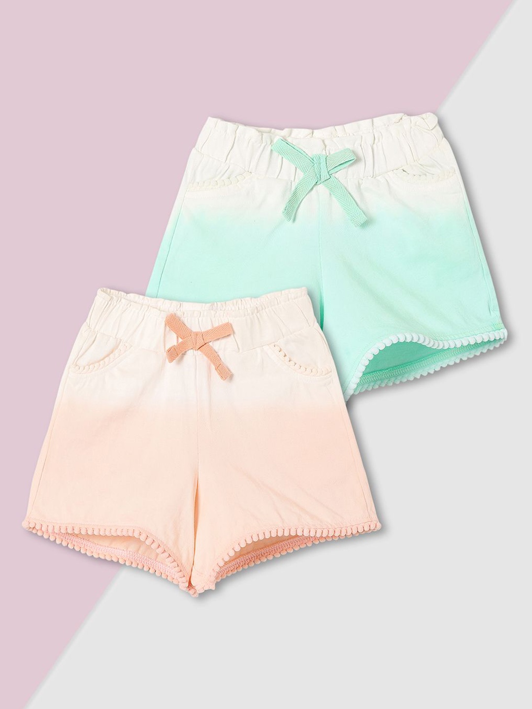 

max Girls Pack of 2 Mid-Rise Pure Cotton Shorts, Orange