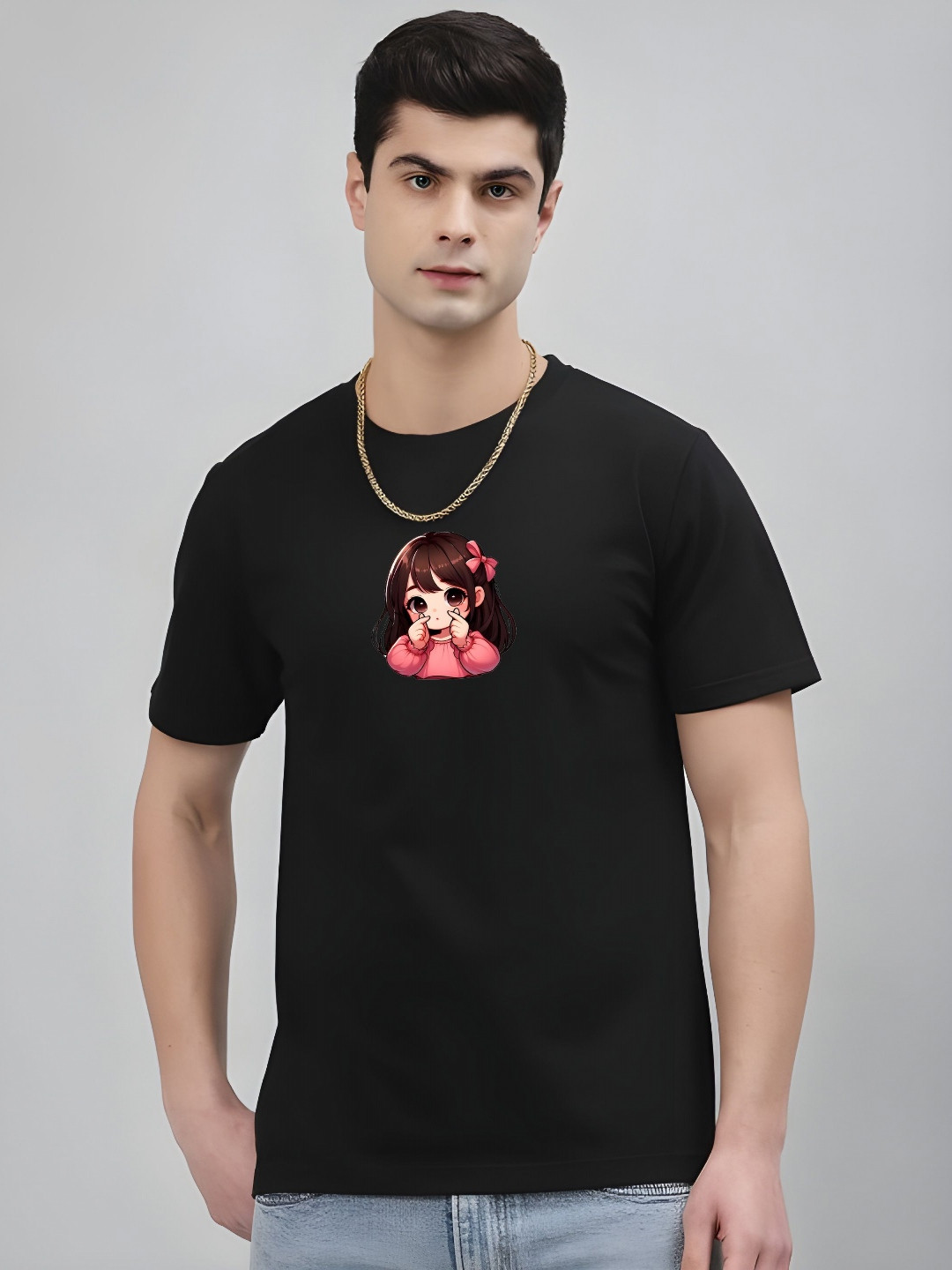 

THE BEETEL HOUSE Men Graphic Printed Round Neck Cotton T-shirt, Black