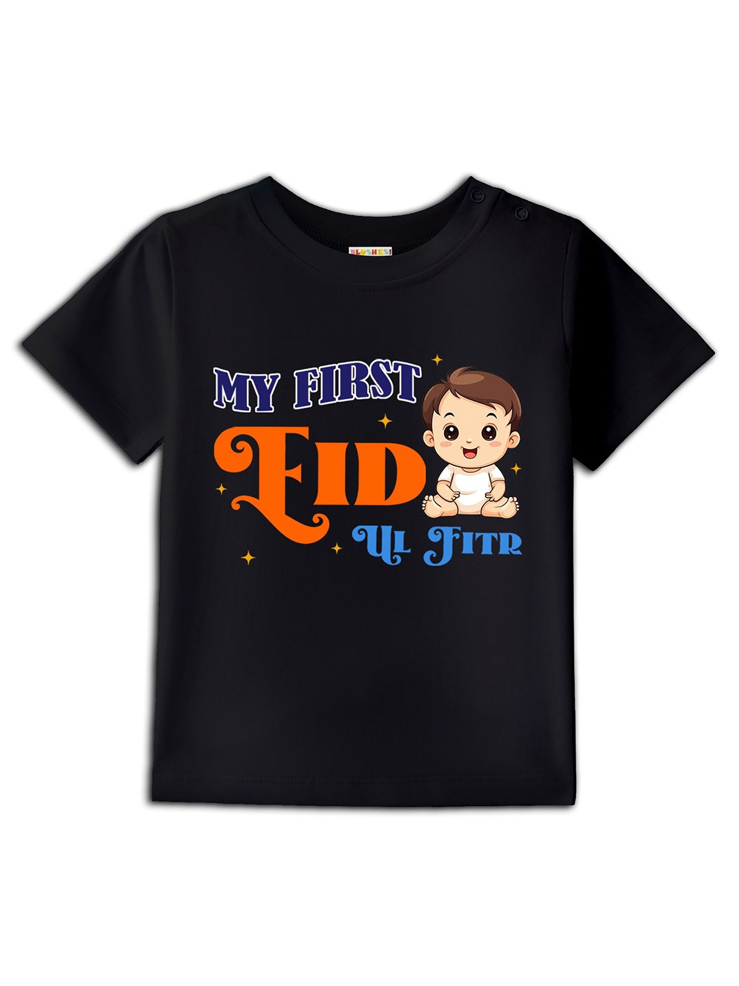 

BLUSHES Kids Graphic Printed Round Neck Cotton T-shirt, Black