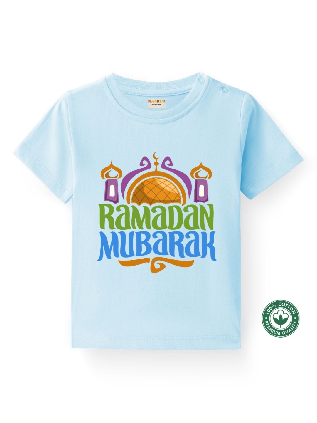 

BLUSHES Kids Graphic Printed Round Neck Cotton T-shirt, Blue
