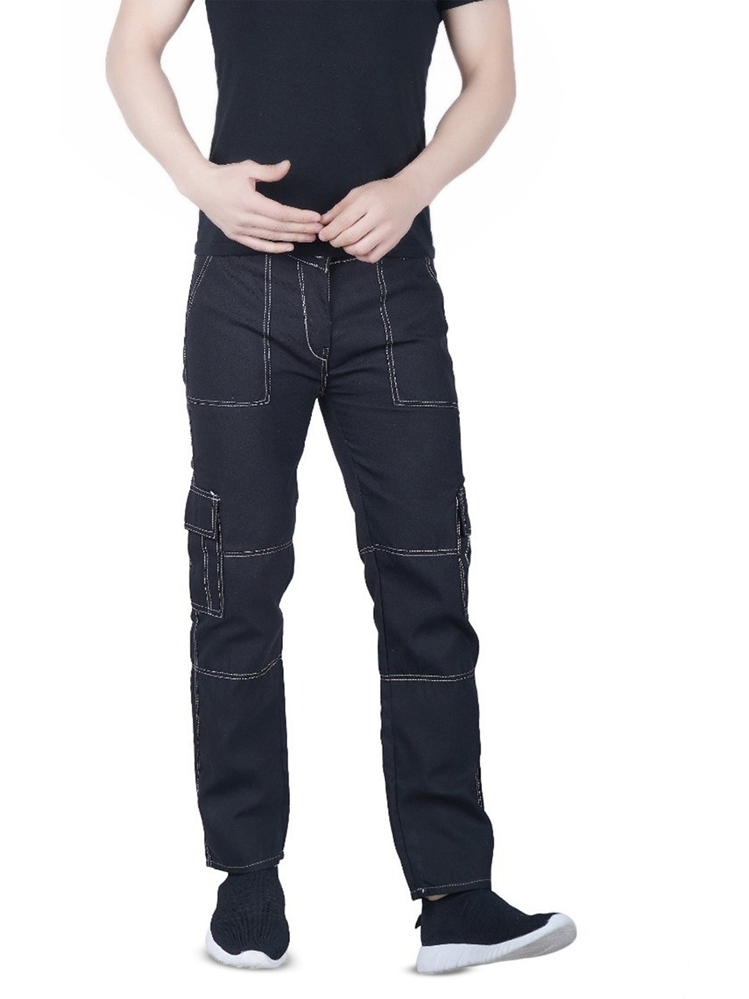 

COMFITS Men Classic Cargo Styles Stretchable Jeans, Black