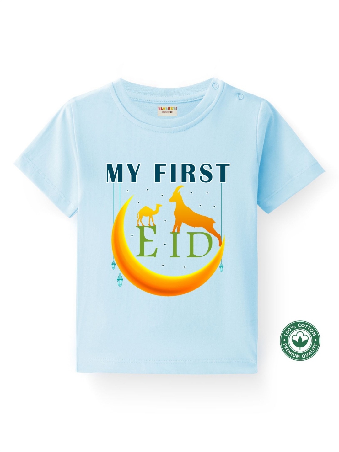 

BLUSHES Kids Graphic Printed Round Neck Cotton T-shirt, Blue
