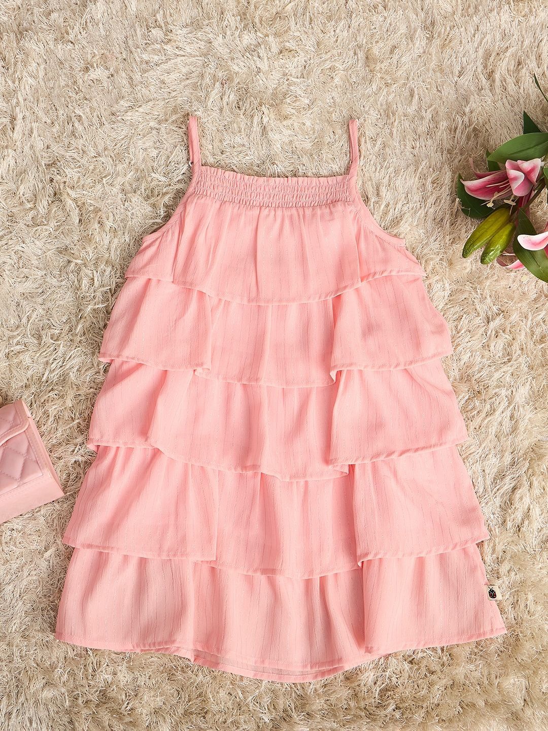 

StyloBug Girls Knee Length Dress, Peach