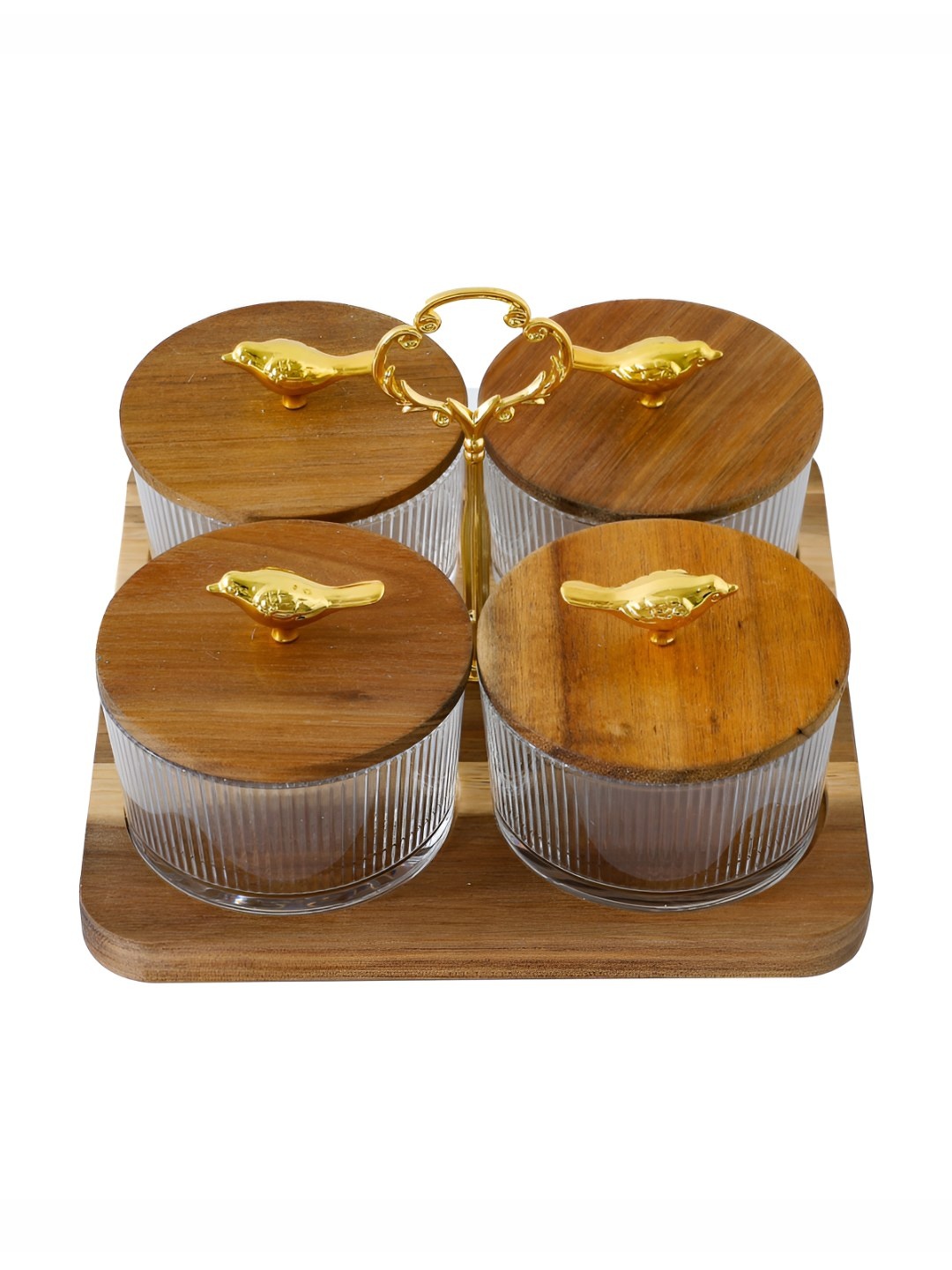 

The Better Home Transparent 4 Pieces Glass Canister Containers and Tray 160 ml Each