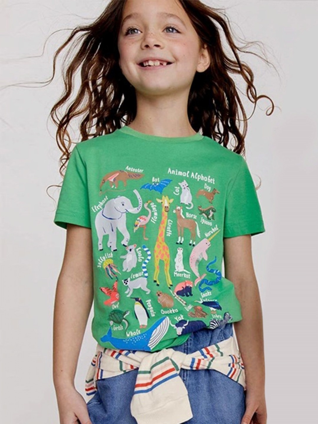 

LULU & SKY Kids Graphic Printed Round Neck Cotton T-shirt, Green