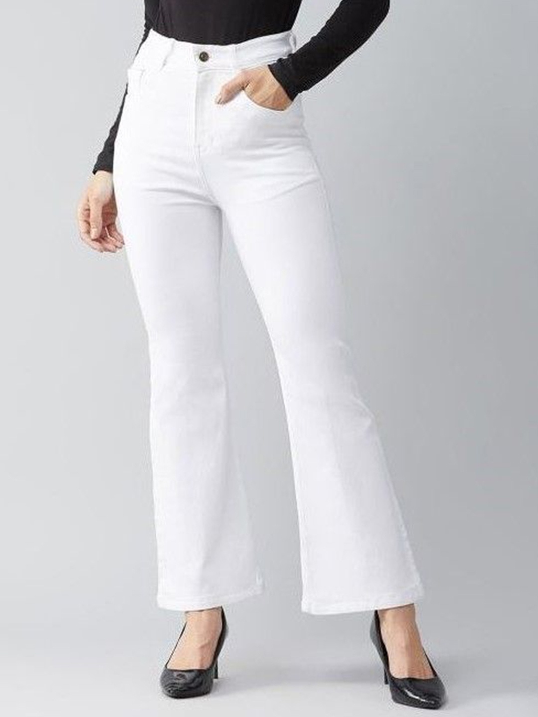 

ADBUCKS Women Bootcut High-Rise Stretchable Jeans, White