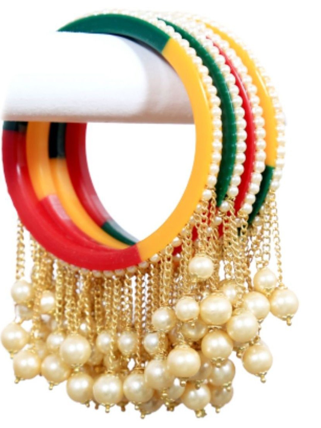 

Zindura Set Of 4 Gold-Plated Beaded-Studded Bangles