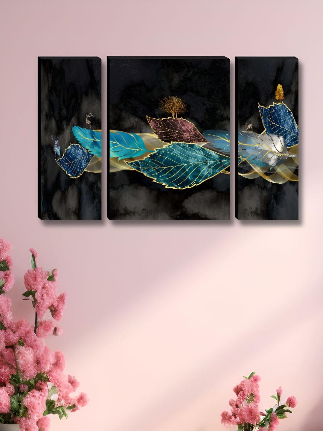 

Myntra Elegant Homes Grey & Blue 3 Pieces Leaf Floral & Botanical Wall Art