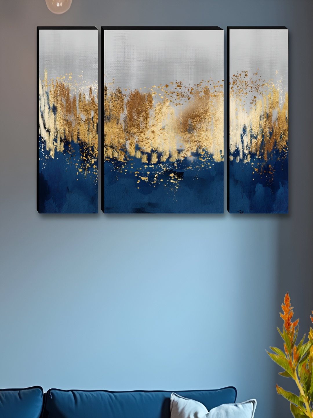 

Myntra Elegant Homes Grey & Gold-Toned 3 Pieces Abstract Wall Art