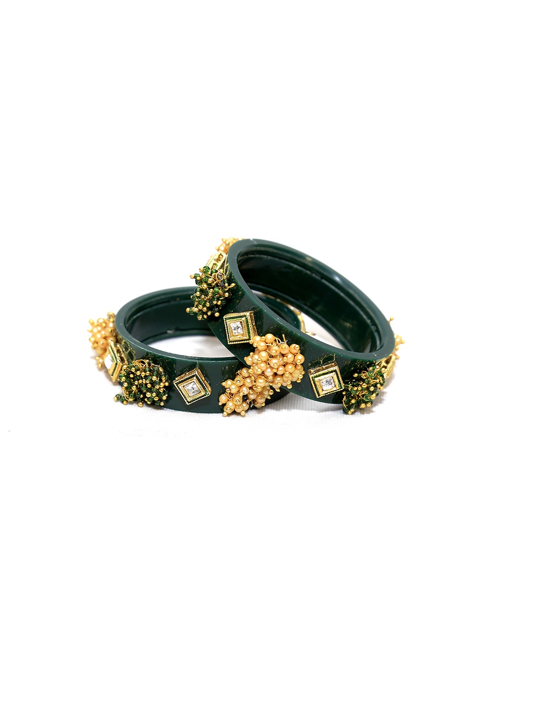 

Zindura Pack Of 2 Gold Plated Pearls Studded & Beaded Bangles