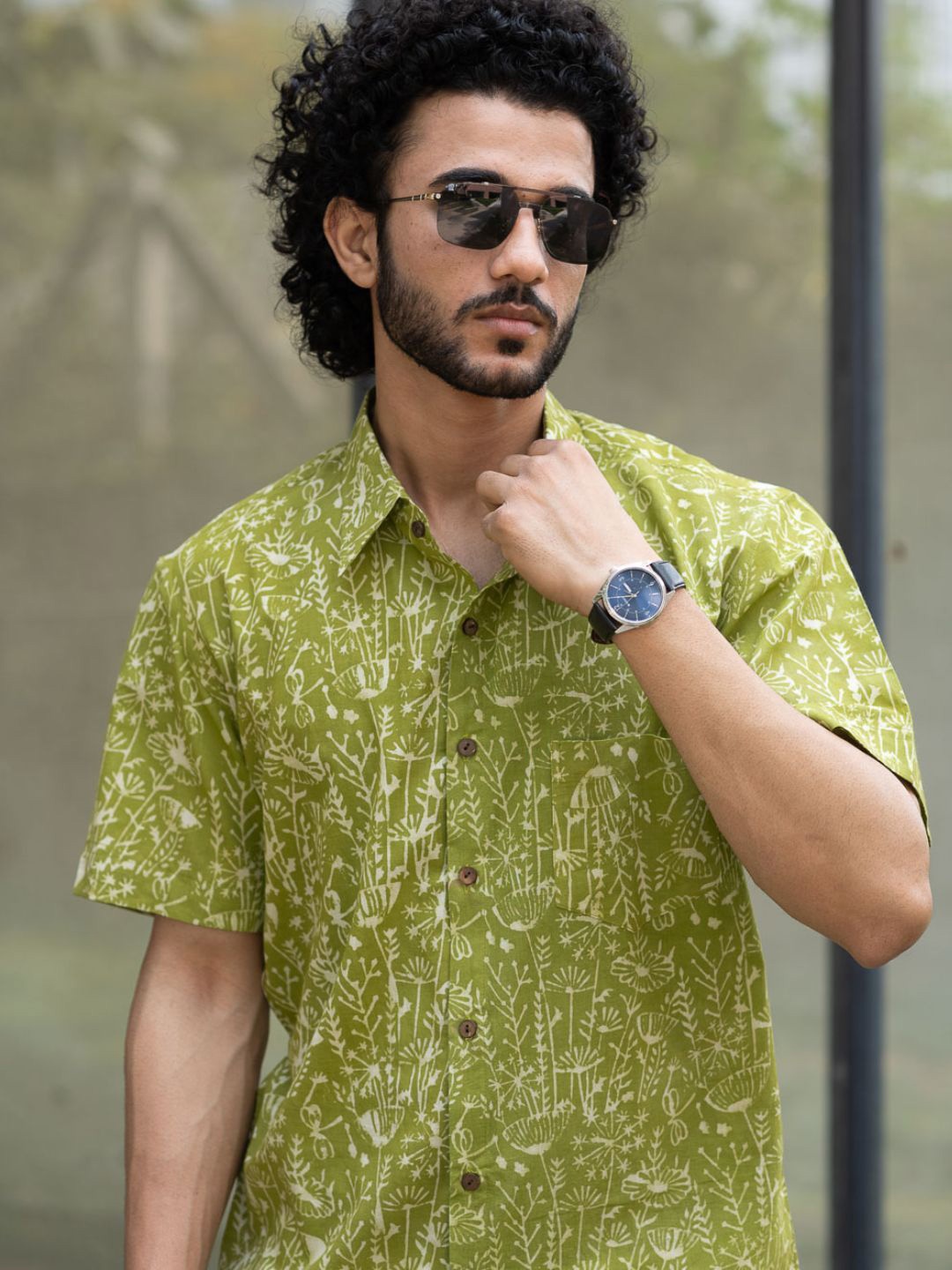 

The India Craft House Men Casual Shirt, Green