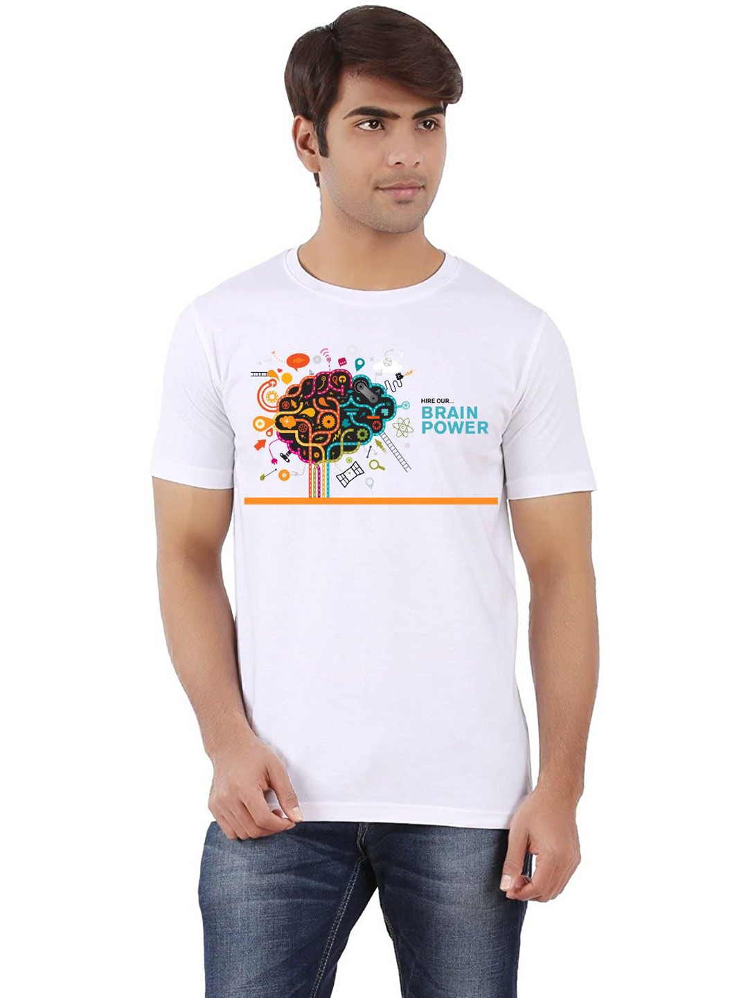 

Unicus Apparel Men Graphic Printed Round Neck T-shirt, White
