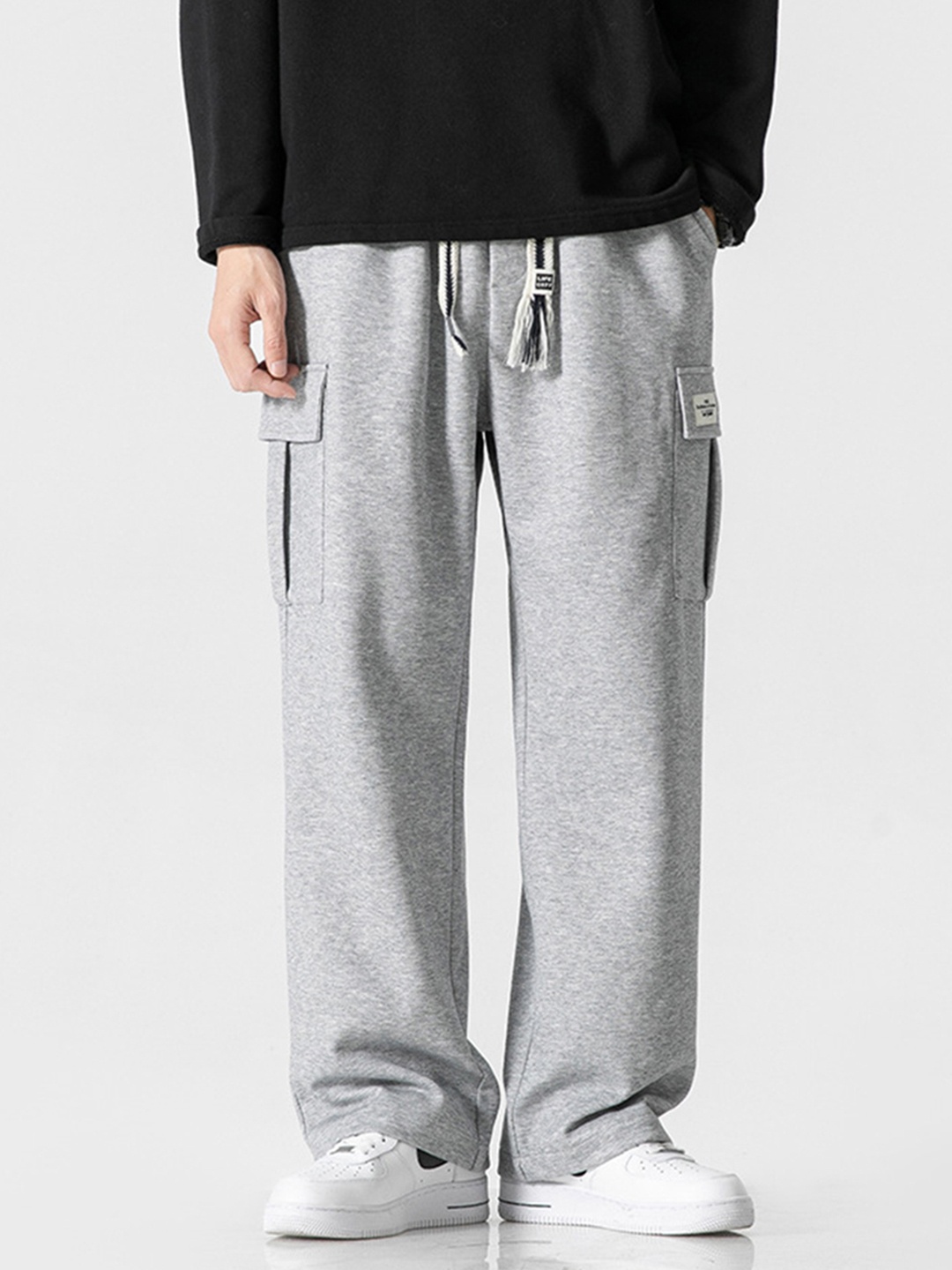 

StyleCast Men Cotton Straight-Fit Track Pants, Grey