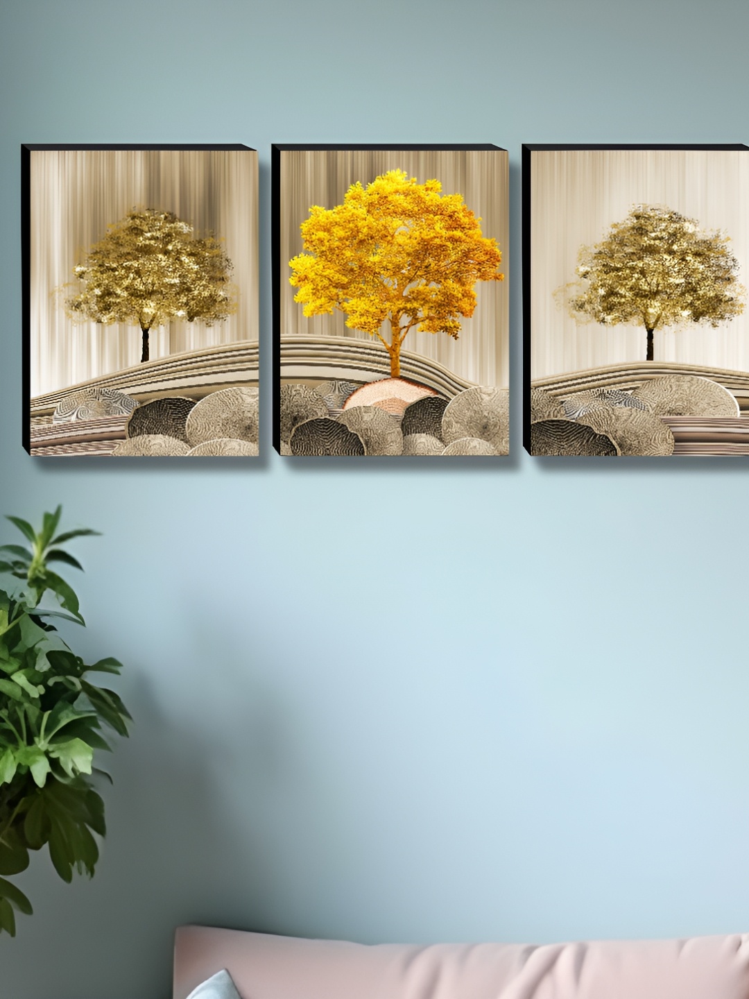

Myntra Elegant Homes Beige & Gold-Toned 3 Pieces Tree Floral & Botanical Wall Art