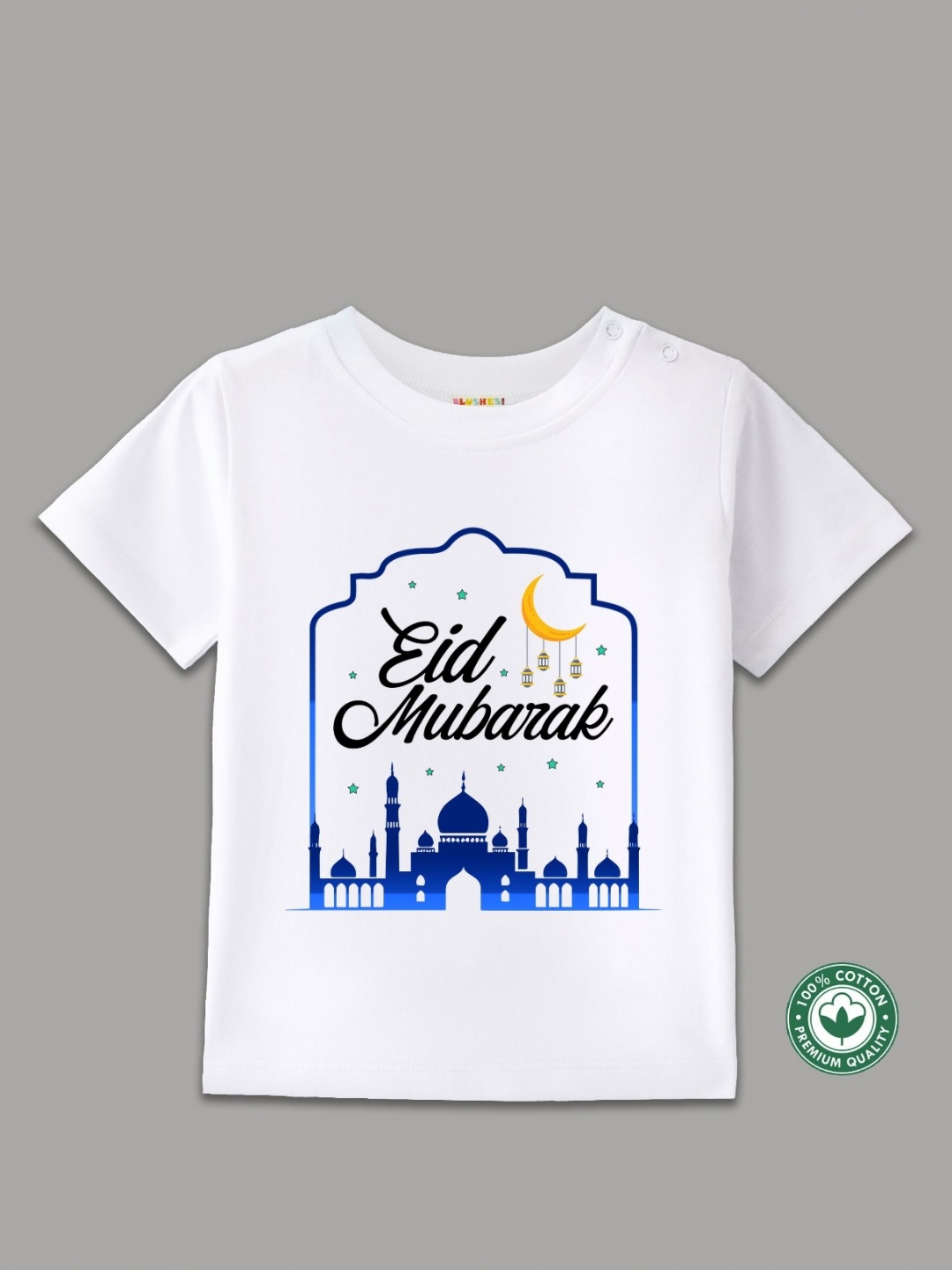 

BLUSHES Kids Graphic Printed Round Neck Cotton T-shirt, White