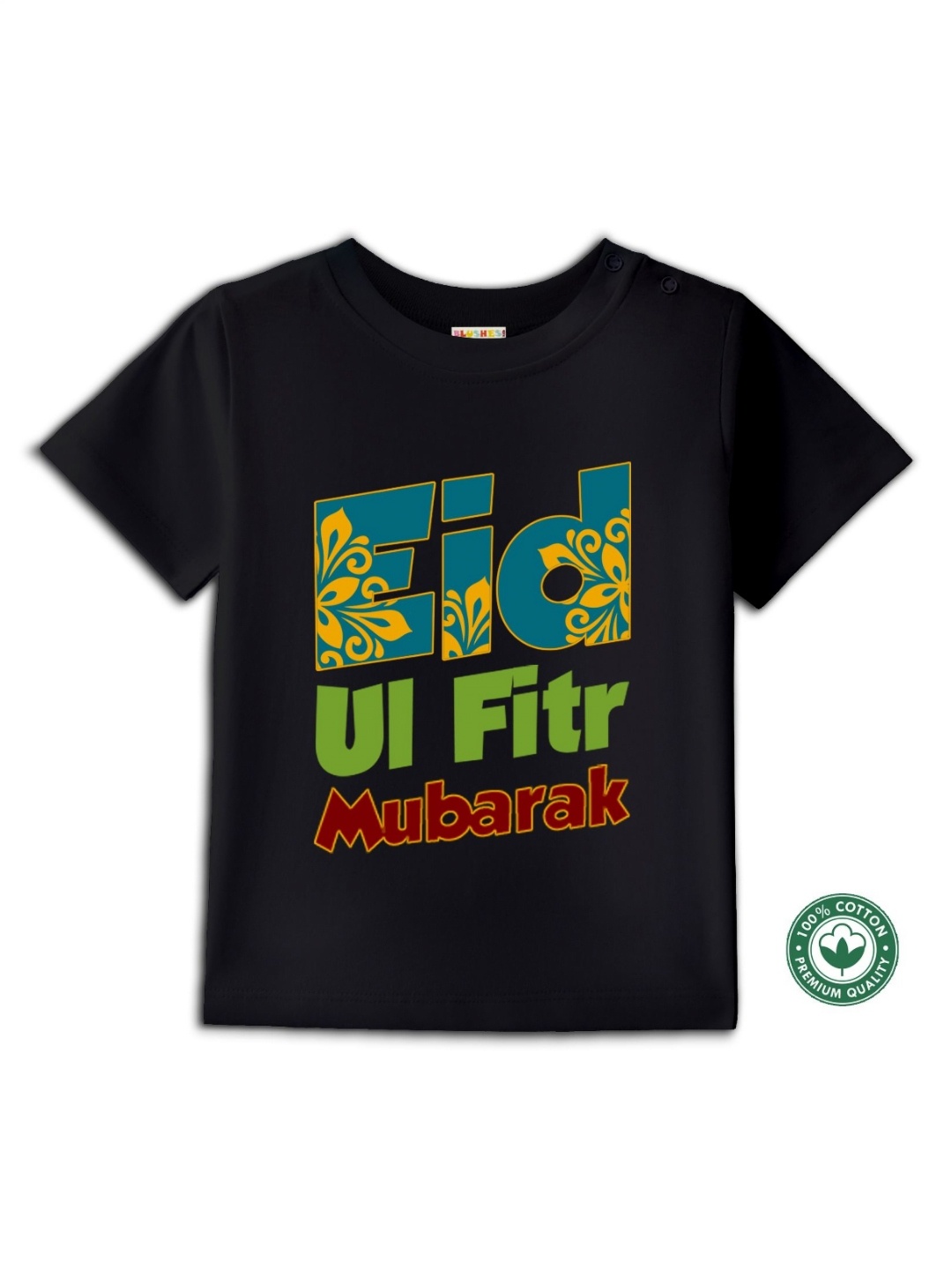 

BLUSHES Kids Typography Printed Round Neck Cotton T-shirt, Black
