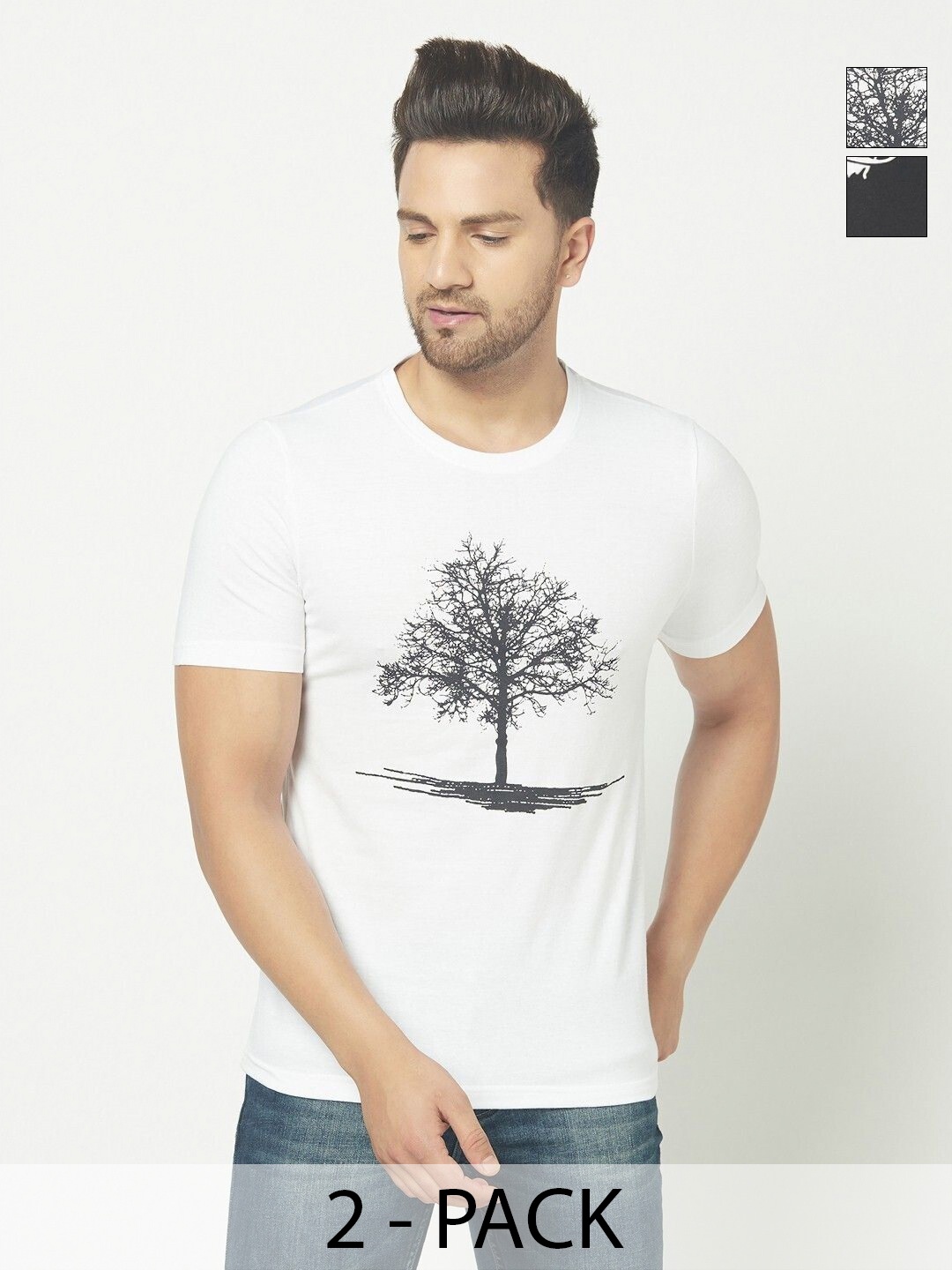 

Unicus Apparel Selection Of 2 Graphic Printed Applique T-shirt, White