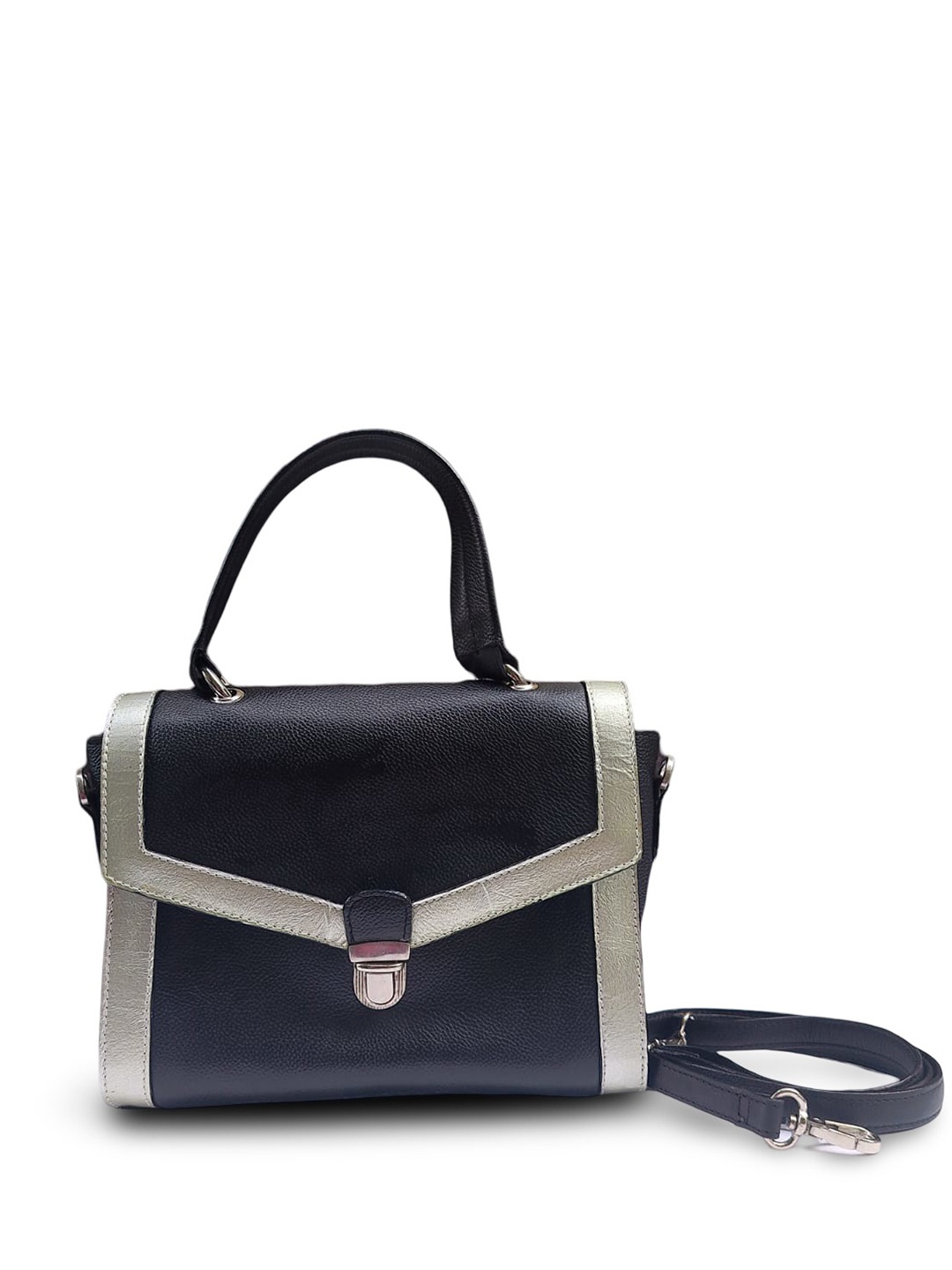 

PERKED Leather Textured Sling Bag, Black