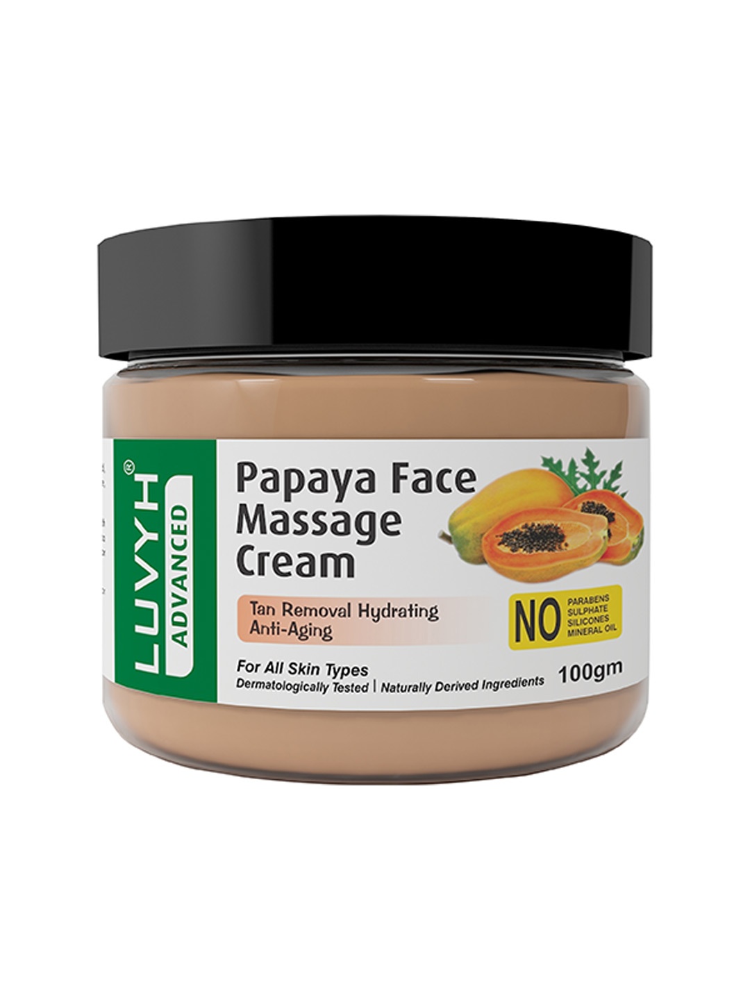 

LUVYH Papaya Hydrating Face Massage Cream For Tan Removal - 100 g, Beige