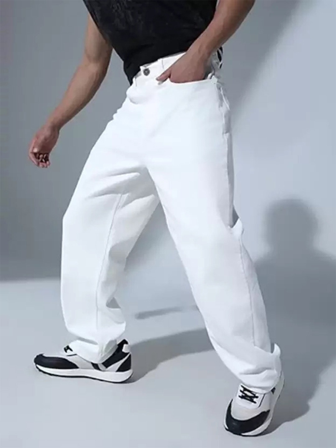 

COMFITS Men Classic Slash Knee Stretchable Jeans, White
