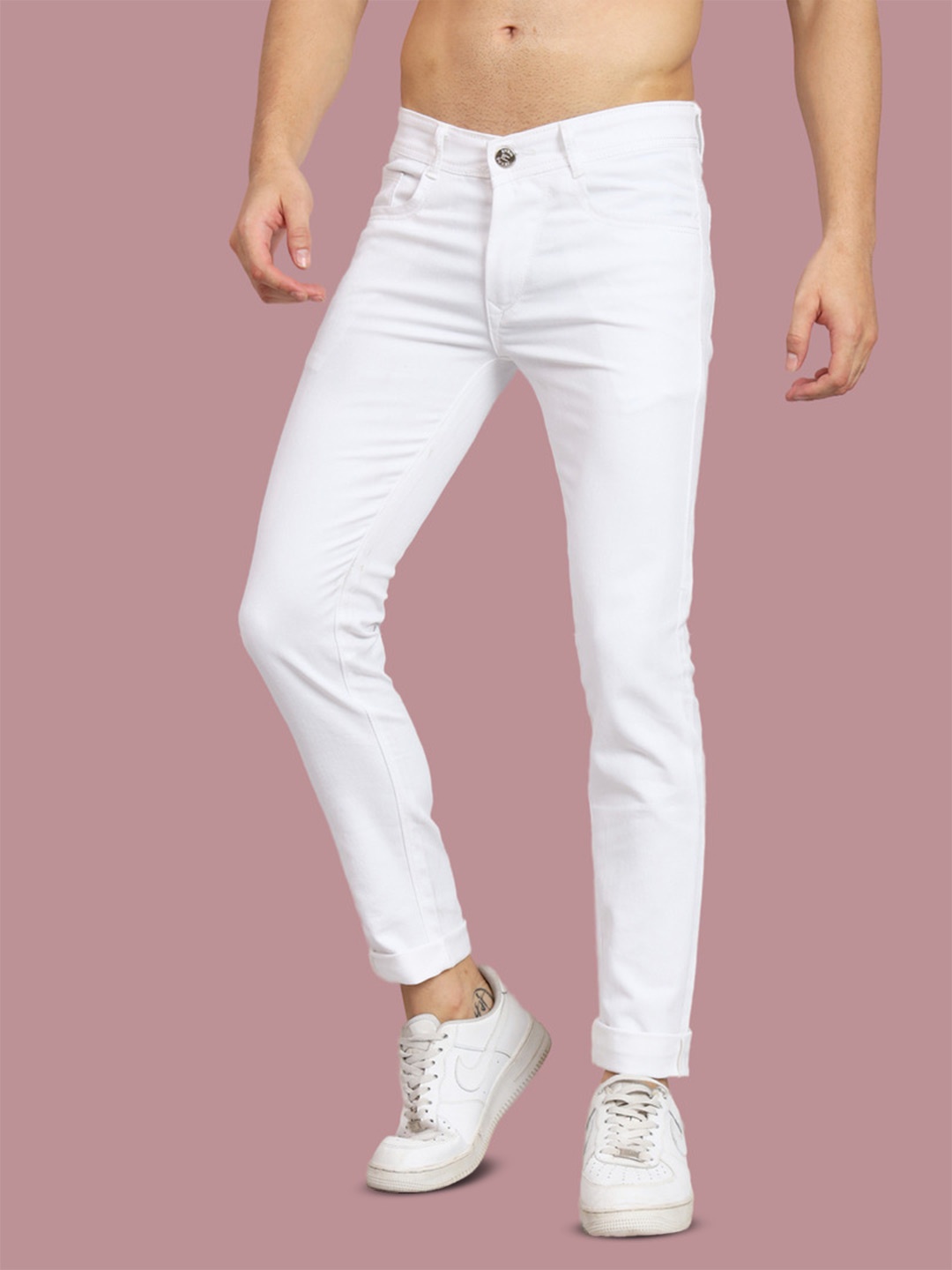 

COMFITS Men Cotton Mid-Rise Jeans, White
