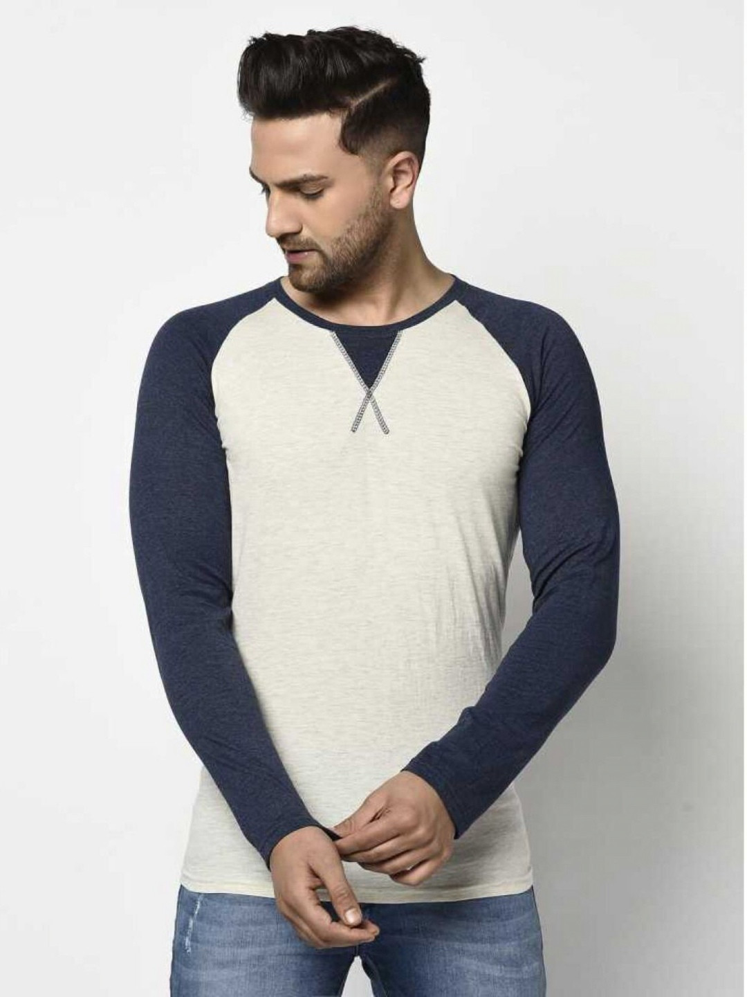 

Unicus Apparel Colourblocked Round Neck Cotton T-shirt, Grey