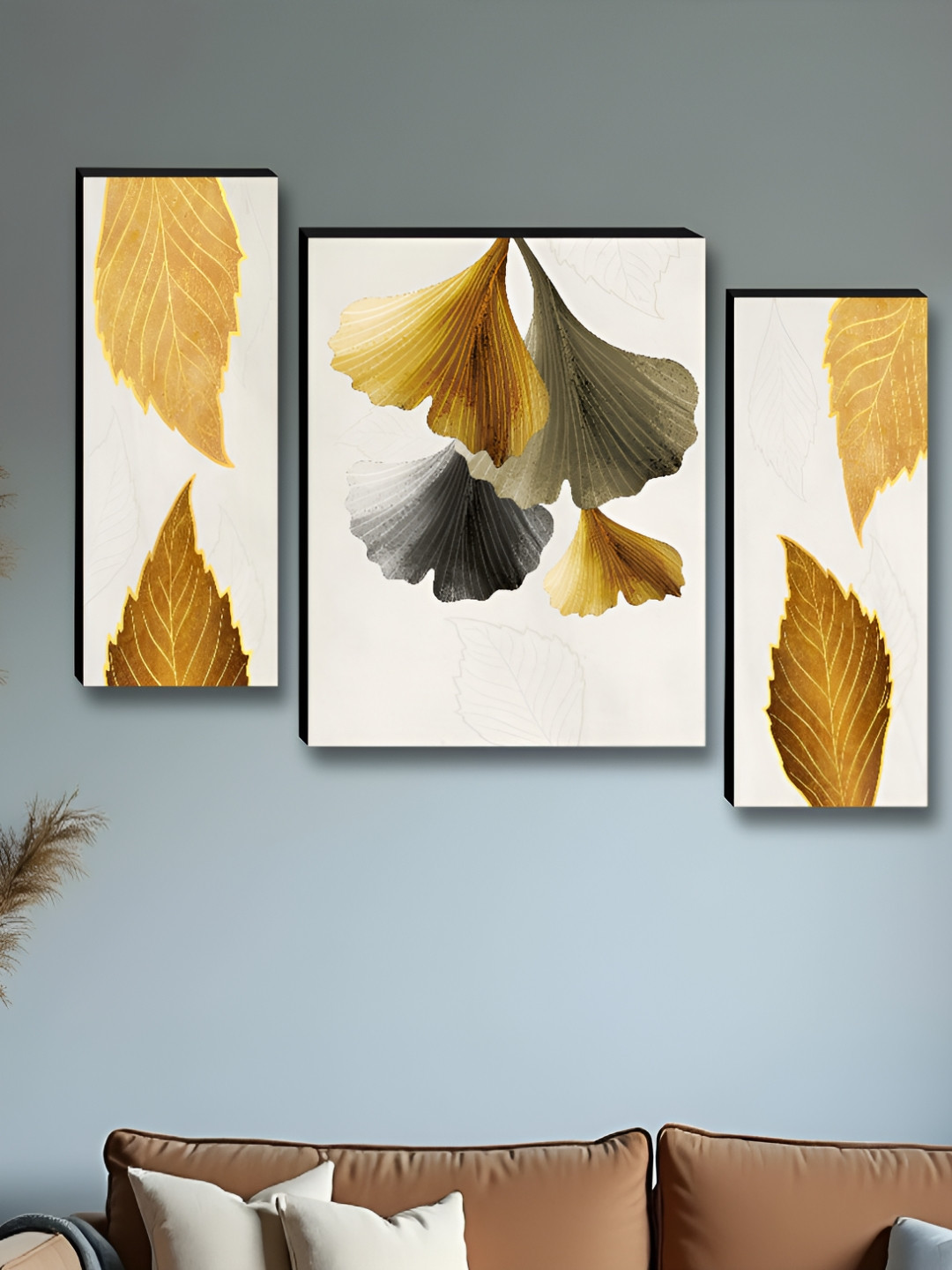 

Myntra Elegant Homes White & Brown 3 Pieces Leaf Wall Art