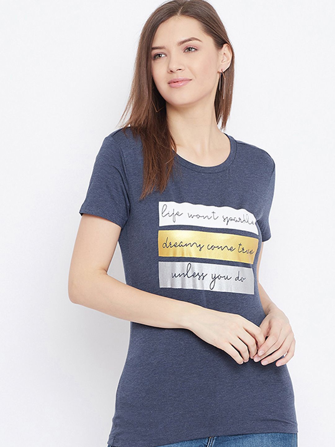 

Bishop Cotton Print Cotton Top, Navy blue