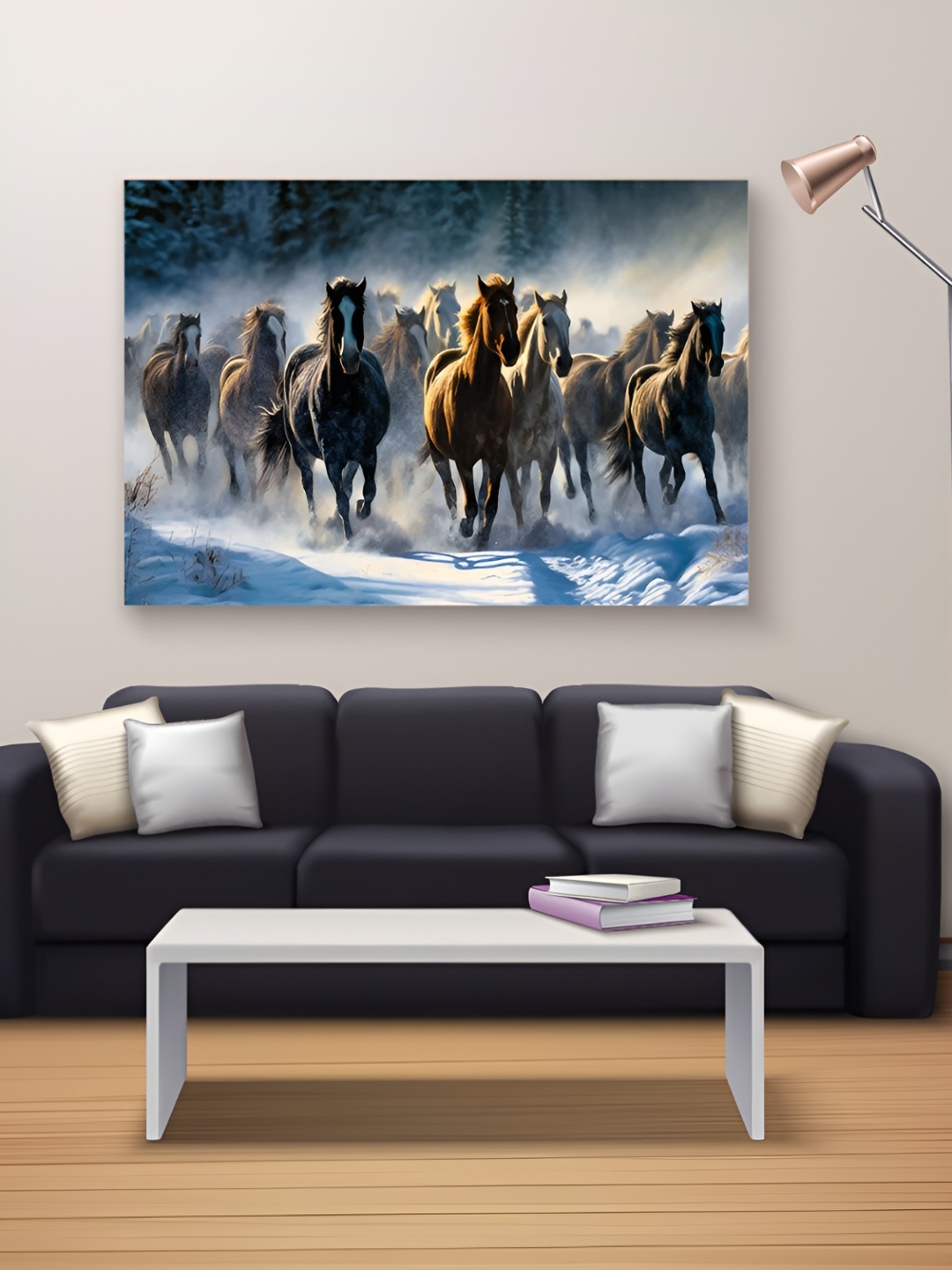 

Myntra Elegant Homes White & Brown Seven Running Horses Vastu Canvas Wall Art