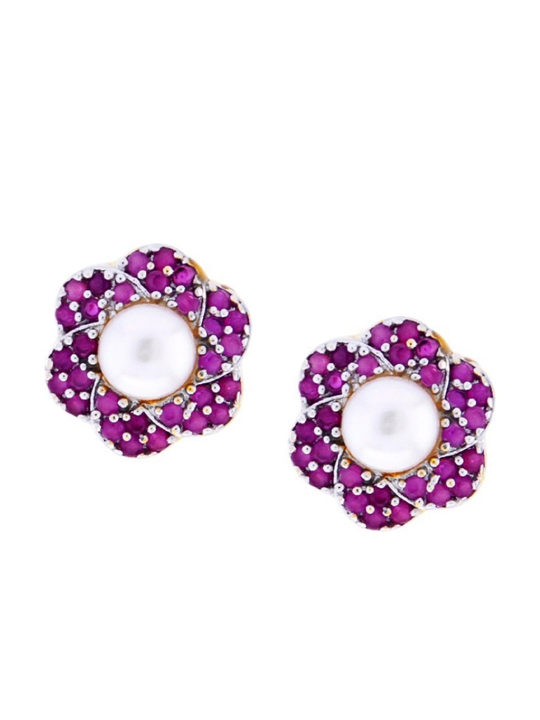 

Sri Jagdamba Pearls Dealer Silver-Plated Contemporary Pearl Antique Studs, White