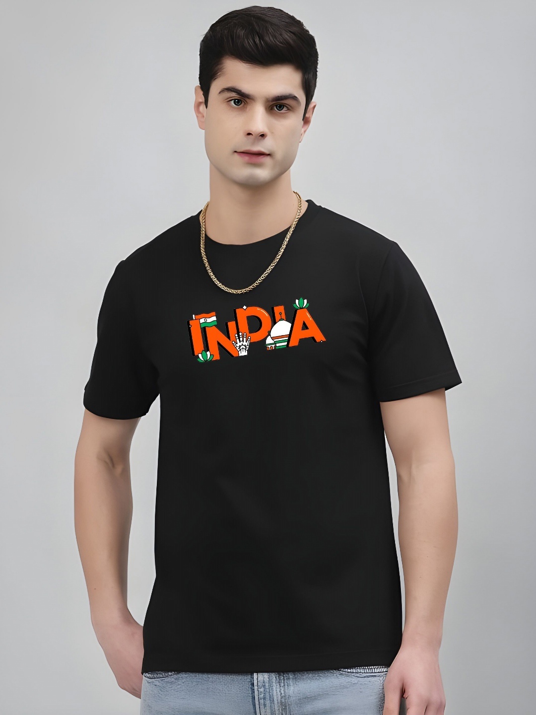 

THE BEETEL HOUSE Men Graphic Printed Round Neck Cotton T-shirt, Black