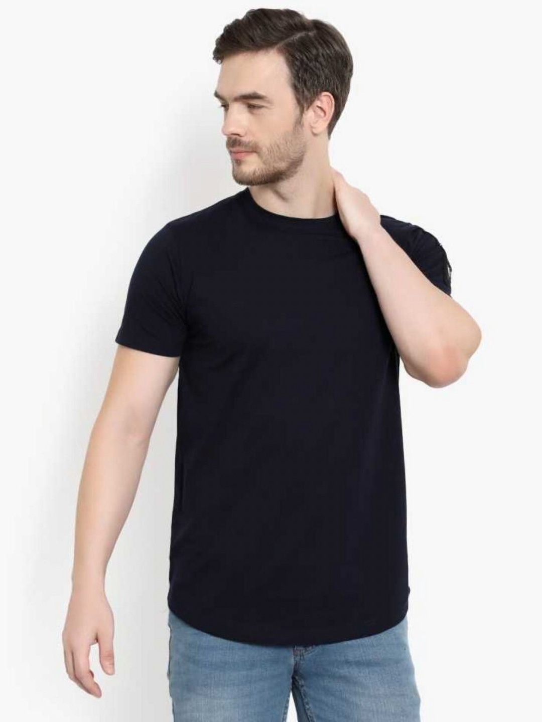 

Unicus Apparel Men Solid Round Neck Cotton T-shirt, Navy blue