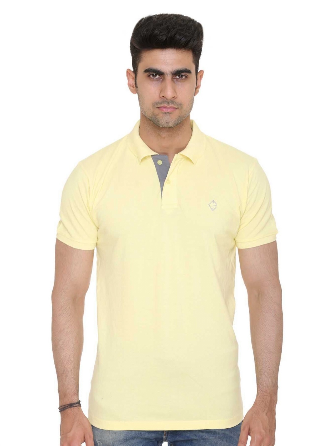 

Colors and Blends Solid Polo Collar Cotton T-shirt, Yellow