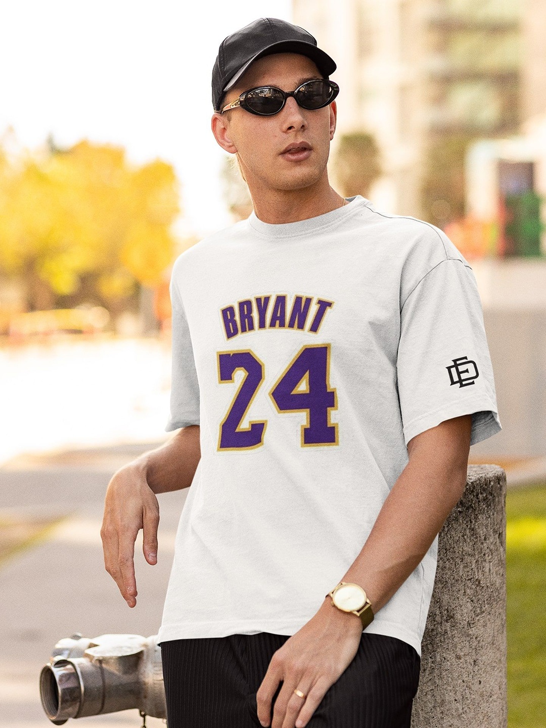 

Edyssa Men Typography Printed Round Neck Cotton Oversized T-shirt, White