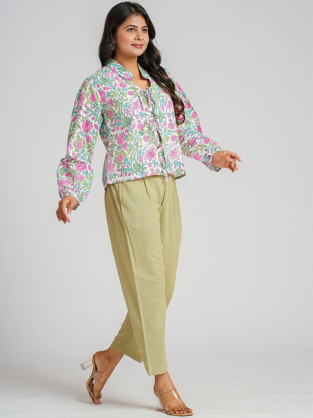 

Cotton Curio Women Cotton Block Printed Short Top, Pink