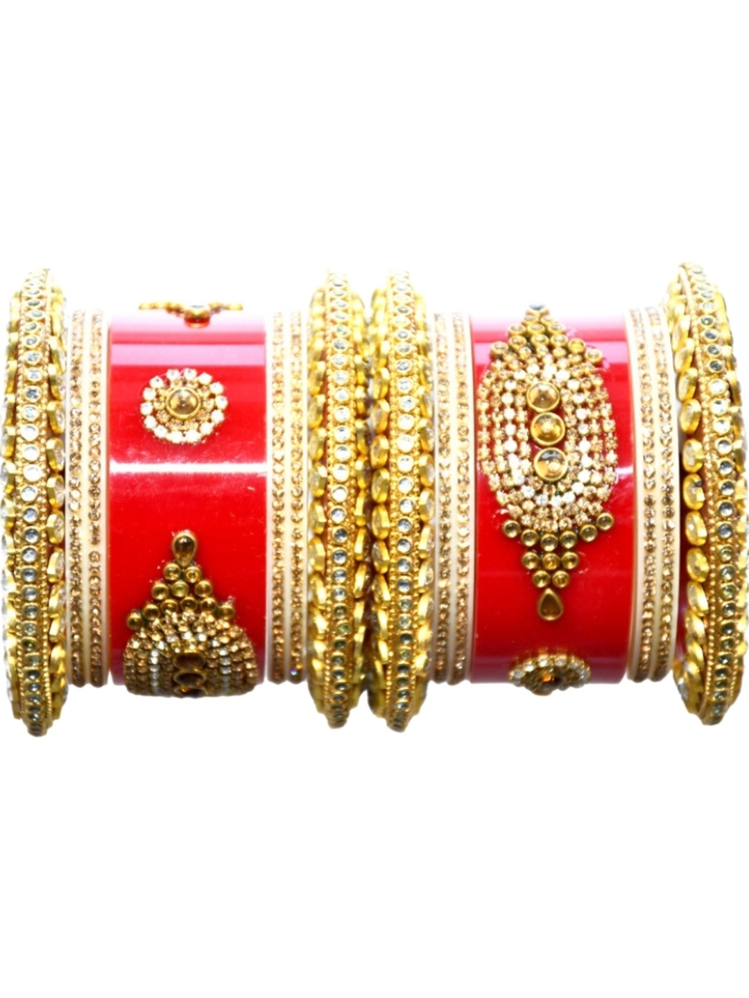 

Zindura Pack Of 2 Gold Plated Artificial Artificial Stones Studded & Beaded Chuda Bangles