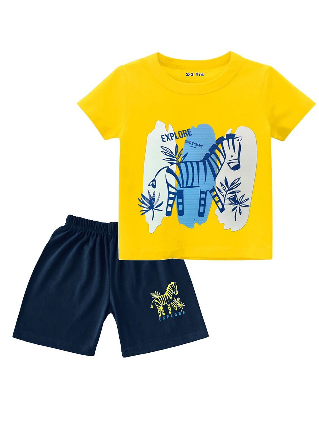 

Tik Tok WEARS Boys Graphic Printed Pure Cotton T-shirt With Shorts, Yellow