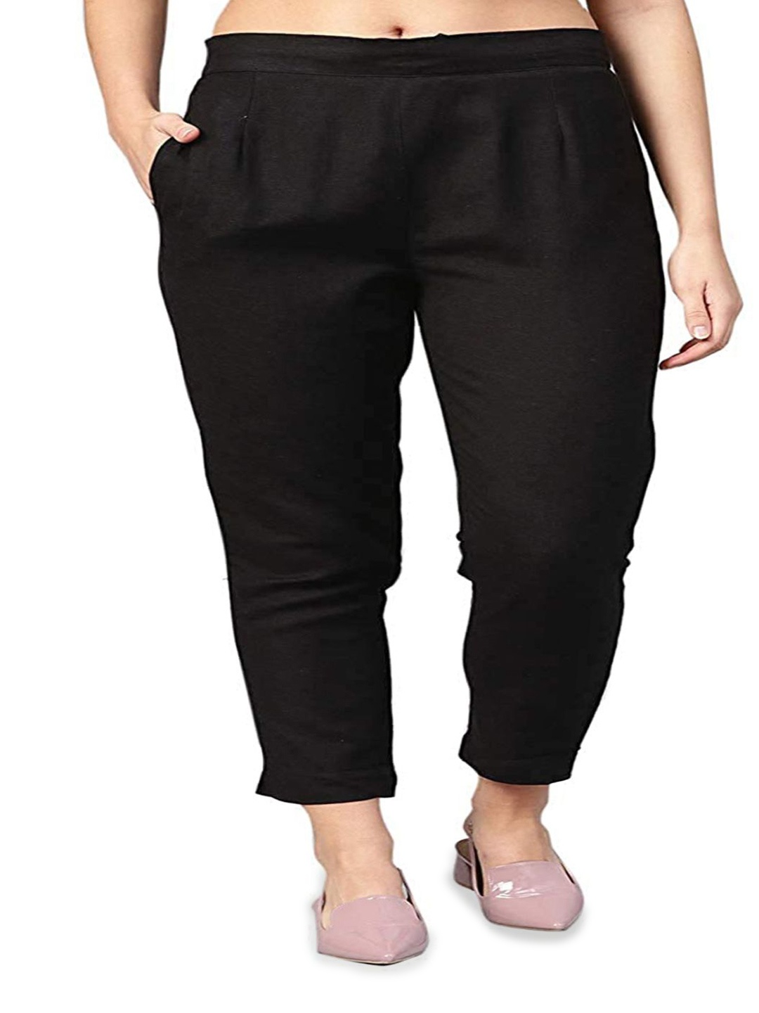 

ATARAH Pure Cotton Mid-Rise Trouser, Black