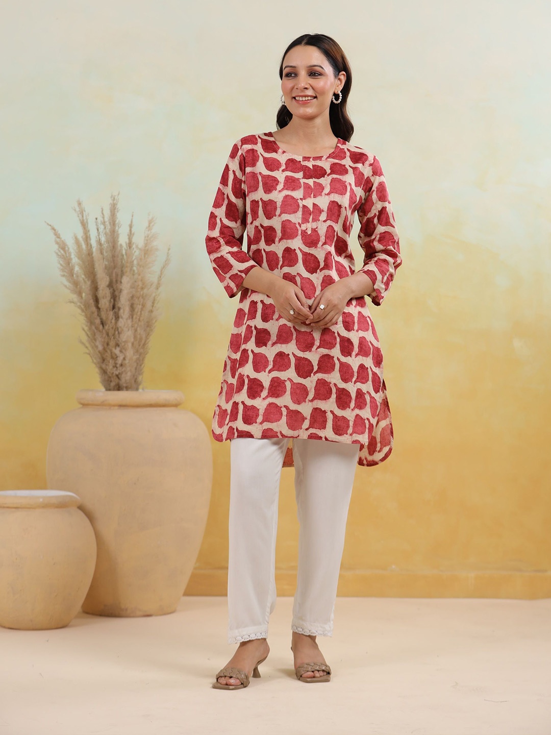 

KALINI Printed Pure Cotton Kurti, Red
