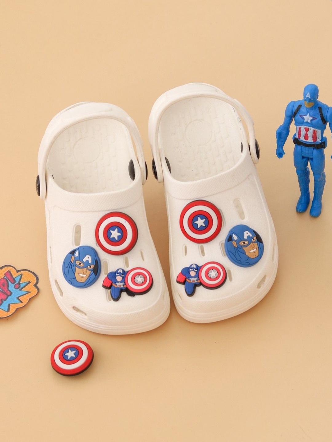 

Yellow Bee Boys Self Design Clogs, White