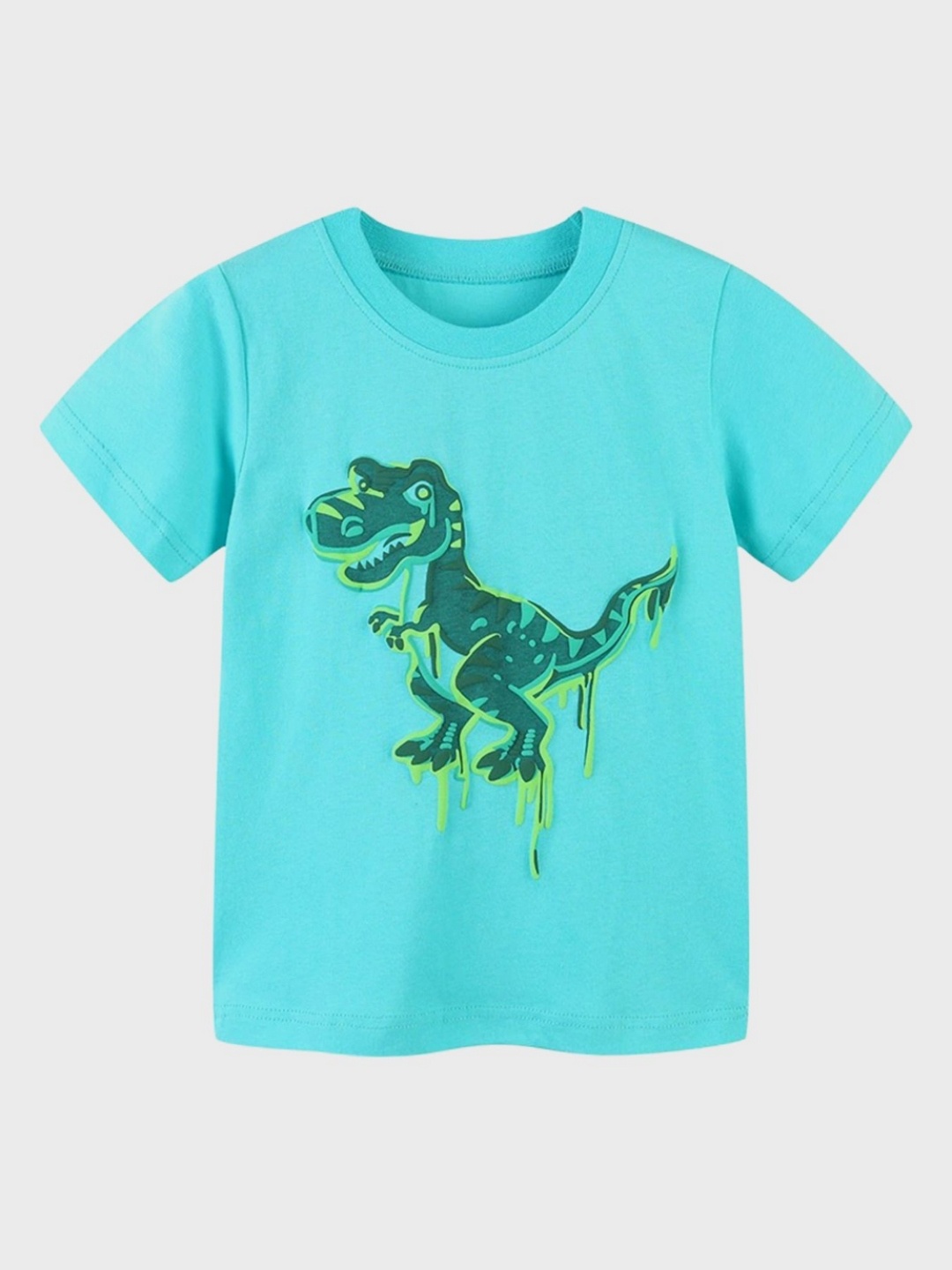 

LULU & SKY Boys Graphic Printed Round Neck Cotton T-shirt, Turquoise blue