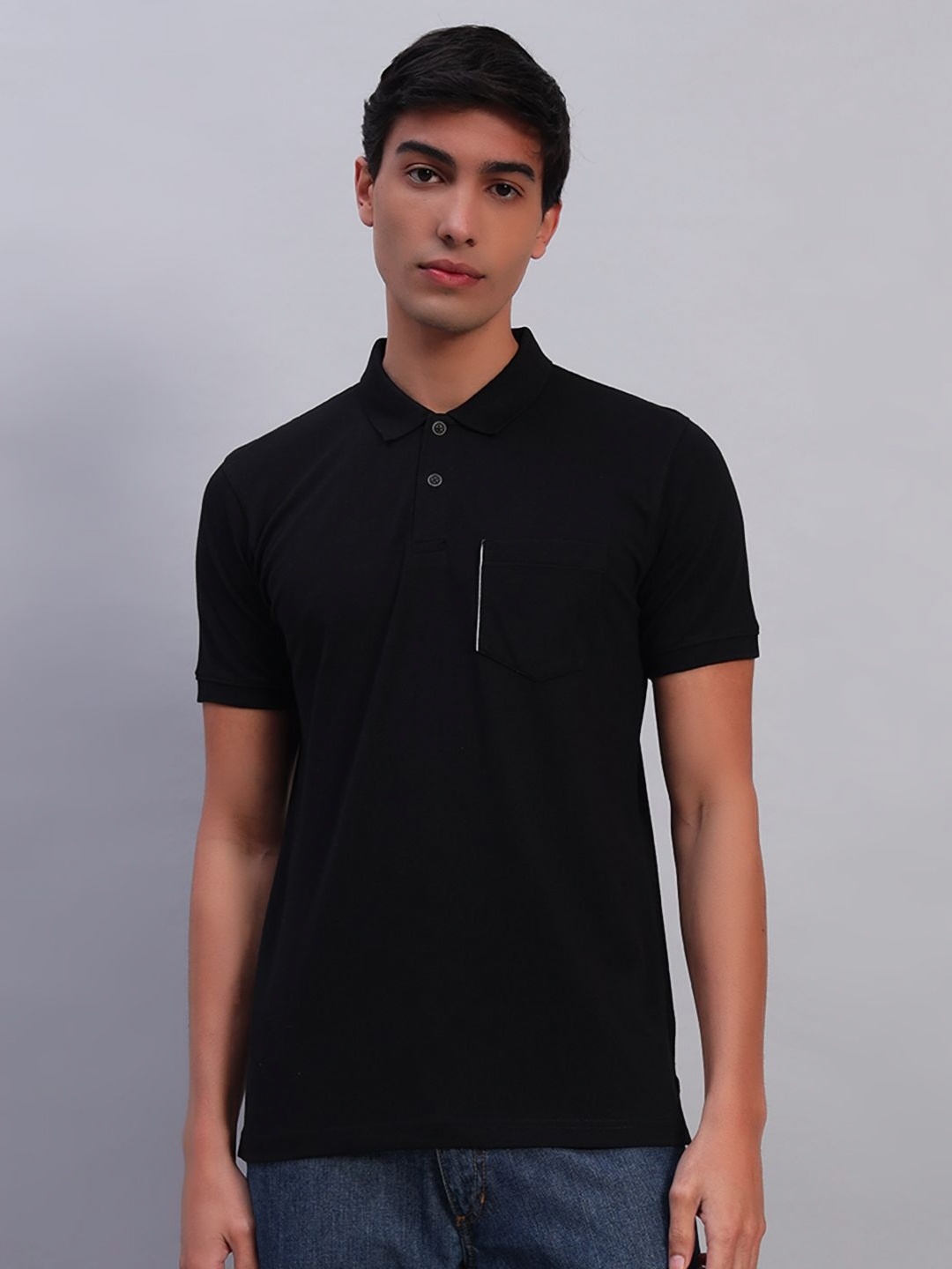 

TMO Band Collar Cotton T-shirt, Black