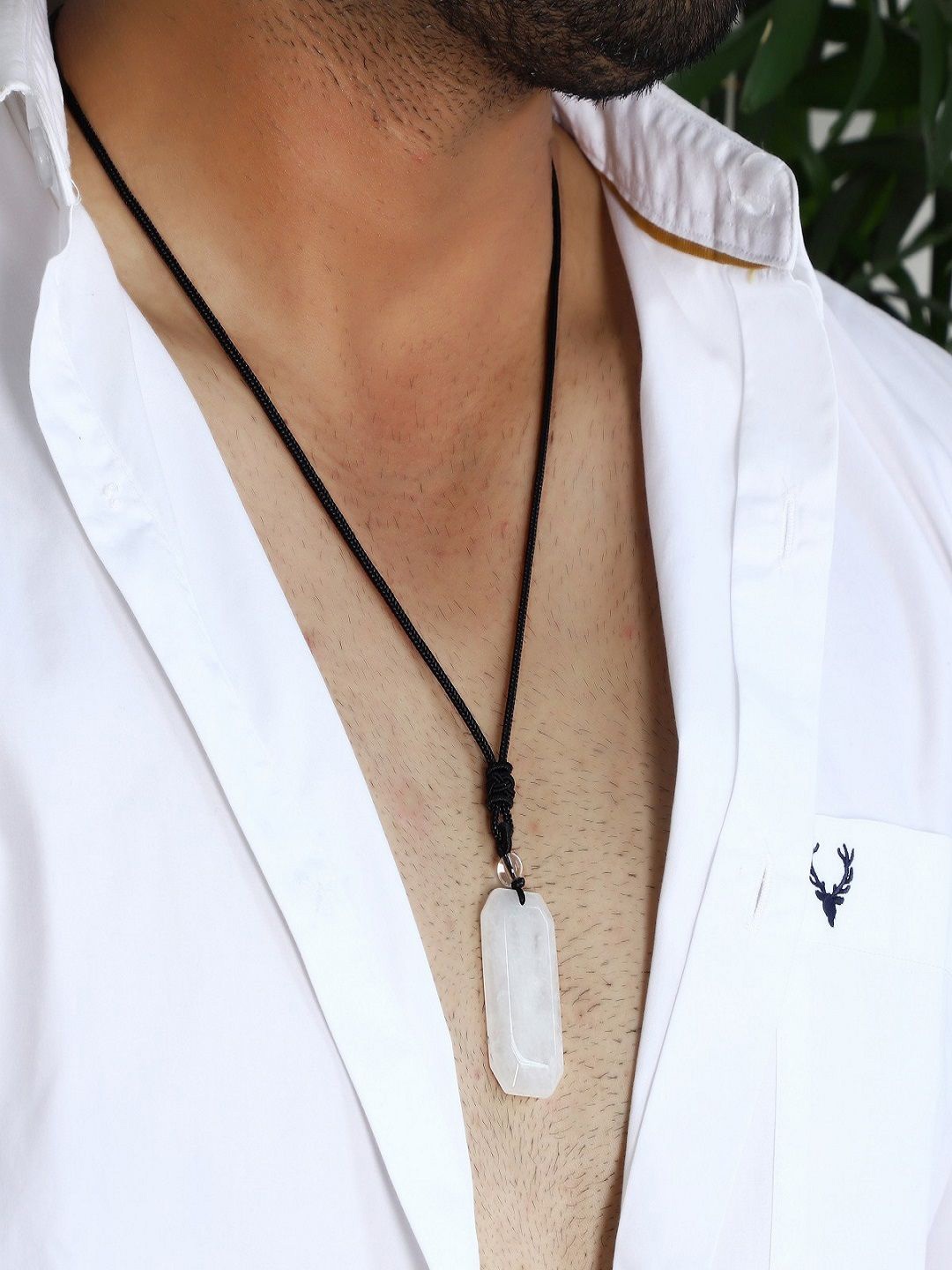 

Nirvana Unisex Quartz Baguette Rope Geometric Pendants, White